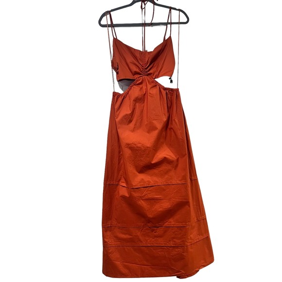 ASTR The Label Cutout Poplin Maxi Dress Brown Size Medium - Picture 6 of 10